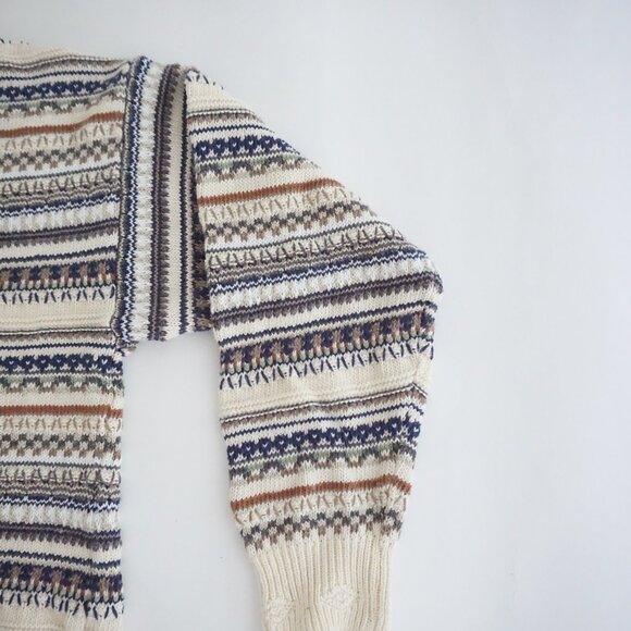 Vintage Florence Tricot Cream Cotton Knit Sweater Cabincore Old Money Retro XL - Picture 4 of 10